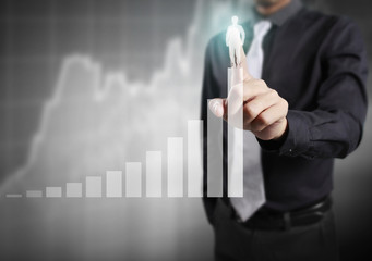 financial symbols coming from hand