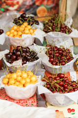 Cherry berry on a market counter