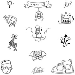 Doodle vector art Eid Mubarak