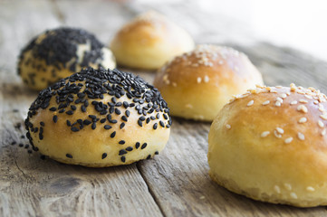 Homemade buns with sesame seeds