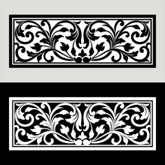 Vector vintage border frame engraving with retro ornament Vector