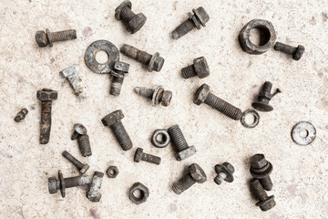 Old and used nuts and bolts