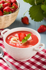 Home made soup with strawberries.