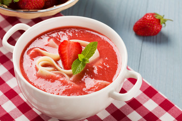 Home made soup with strawberries.