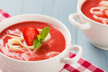 Home made soup with strawberries.
