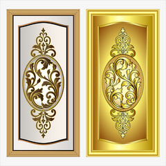 Vector vintage border frame logo engraving with retro ornament pattern in antique rococo style decorative design.