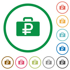 Ruble bag outlined flat icons