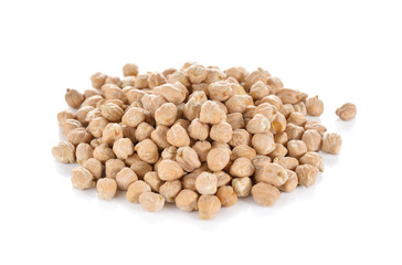pile of garbanzo beans on white background