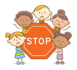 Kids WIth Stop SIgn