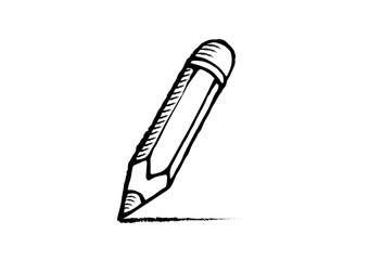 Pencil icon on white background. Collection of pencil. Hand drawn cartoon pencil in doodle style.
