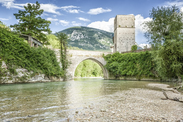 old stone bridge at Frasassi Marche Italy © magann
