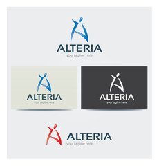 Logo Lettre A Personnage Silhouette Carte de Visite et Charte Graphique Entreprise Plusieurs Couleurs