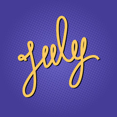 Text July on Pop Art Background, Dots on Lilac Background, Halftone Background, Retro Style,Summer Time, Vector Illustration