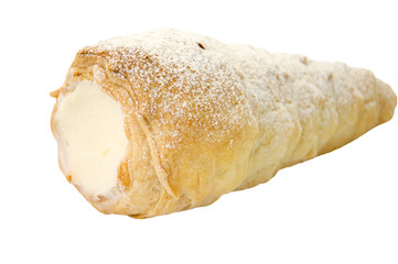 Rolls with cream on a white background.