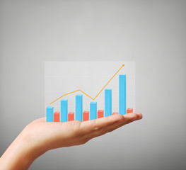 financial chart symbols coming from  hand