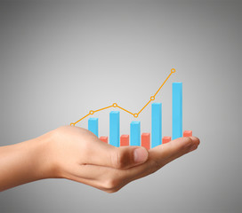 financial chart symbols coming from  hand