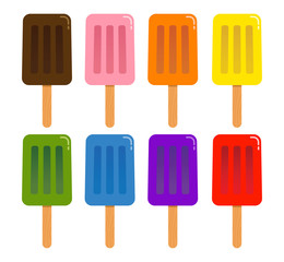 Collection of Colorful Ice Cream Popsicle in Different Flavor