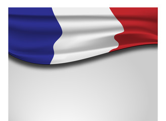 Flag of France on blank grey background 