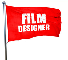 film designer, 3D rendering, a red waving flag