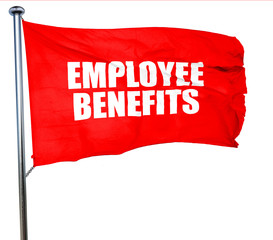 employee benefits, 3D rendering, a red waving flag
