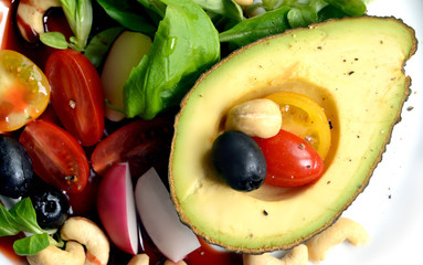 diet salad with avocado and other vegetables