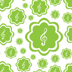 Seamless icons with green treble clefs