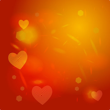 Abstract red background, light glare. Heart. Valentine's day card. vector