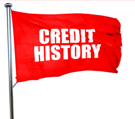credit history, 3D rendering, a red waving flag