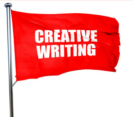 creative writing, 3D rendering, a red waving flag