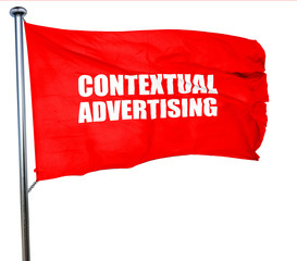 contextual advertising, 3D rendering, a red waving flag