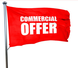 commercial offer, 3D rendering, a red waving flag