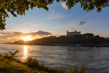 Bratislava, Slovakia - Castle and parliament, sunset view