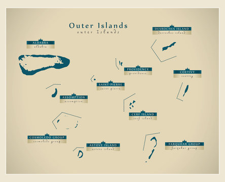 Modern Map - Outer Islands Of Seychelles SC