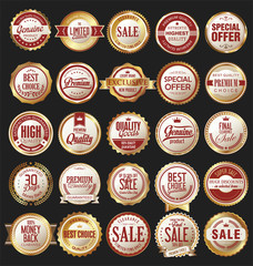 Retro vintage golden badges and labels collection