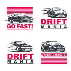 drift cars set - obrazy, fototapety, plakaty