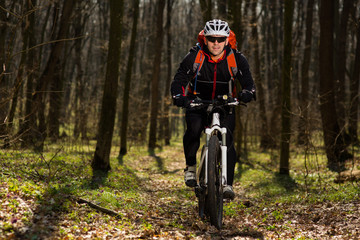 Fototapeta na wymiar Rider in action at Freestyle Mountain Bike Session