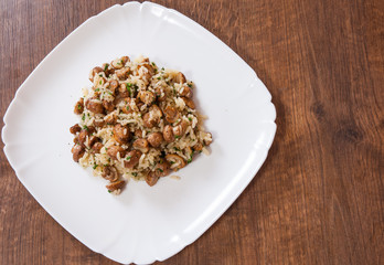 risotto with mushrooms on plate