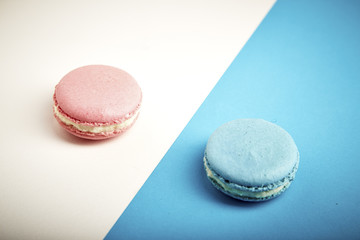 colorful macaron pink And .blue macaron