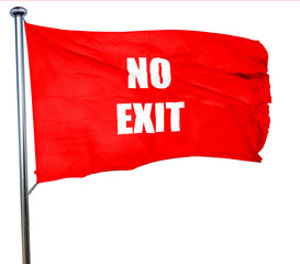 No exit sign, 3D rendering, a red waving flag