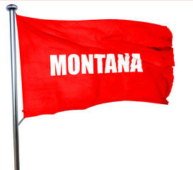  montana, 3D rendering, a red waving flag