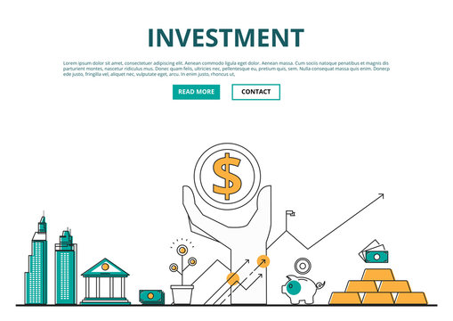 Flat line design concept of financial and investment with icons