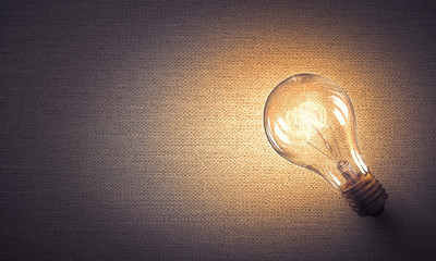 Light bulb on material surface