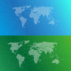 Line world map background set