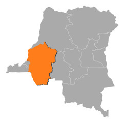 Obraz premium Map - Democratic Republic of the Congo, Bandundu