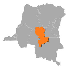 Fototapeta premium Map - Democratic Republic of the Congo, Kasai-Oriental