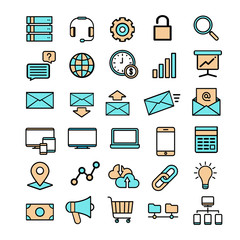 Vector set of flat business icons