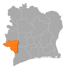 Map - Ivory Coast, Moyen-Cavally