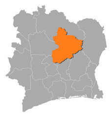 Map - Ivory Coast, Vallée du Bandama