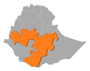 Obraz premium Map - Ethiopia, Oromia