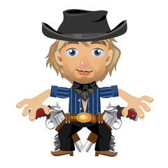 Blond guy in the hat with holster and guns